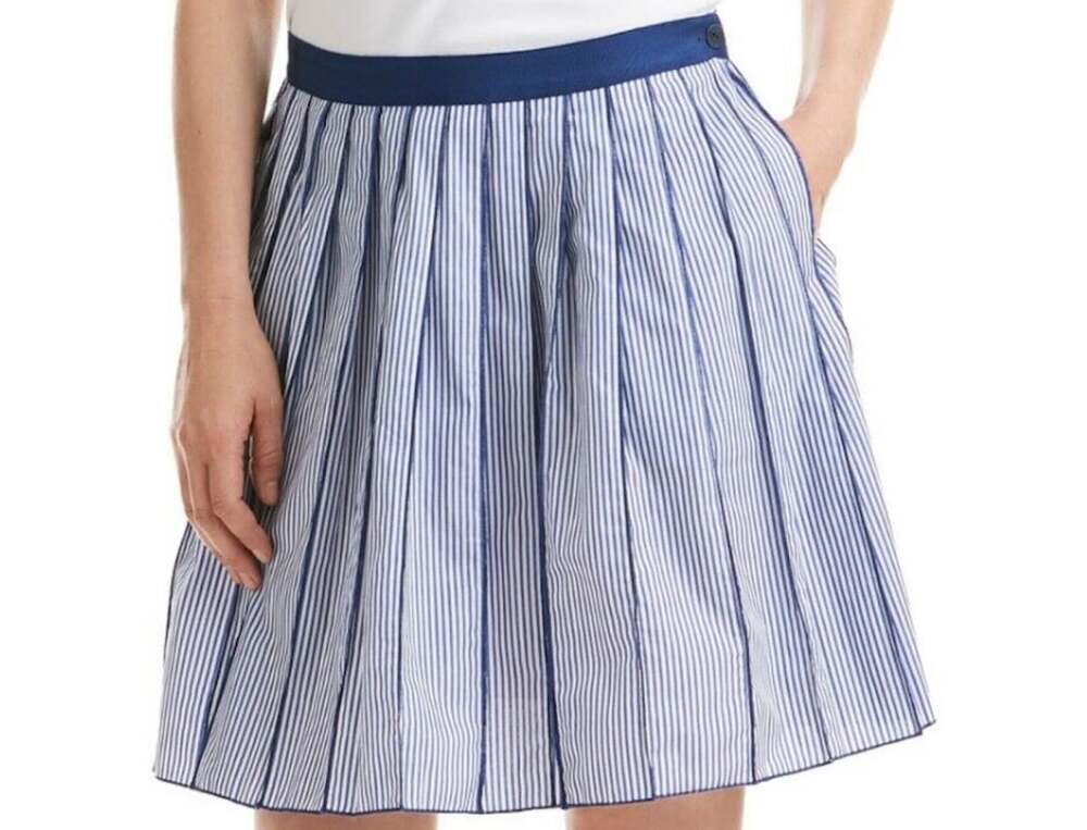 Vineyard Vines Women's Blue White Pleated Striped Skirt Size 6